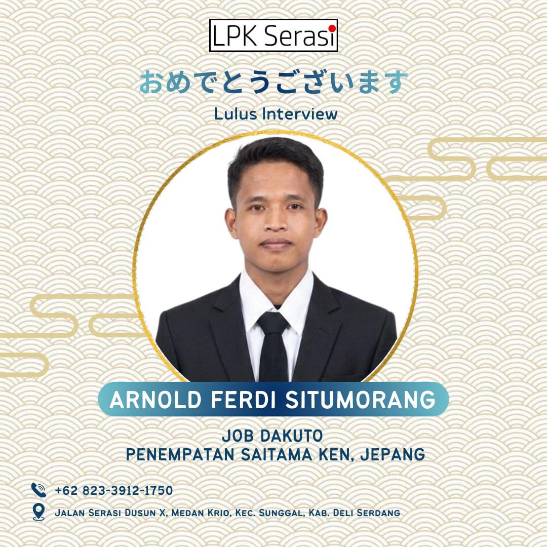 Poster Lolos Interview ARNOLD FERDI SITUMORANG - LPK Serasi