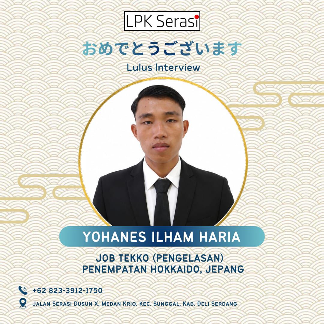 Poster Lolos Interview YOHANES ILHAM HARIA - LPK Serasi